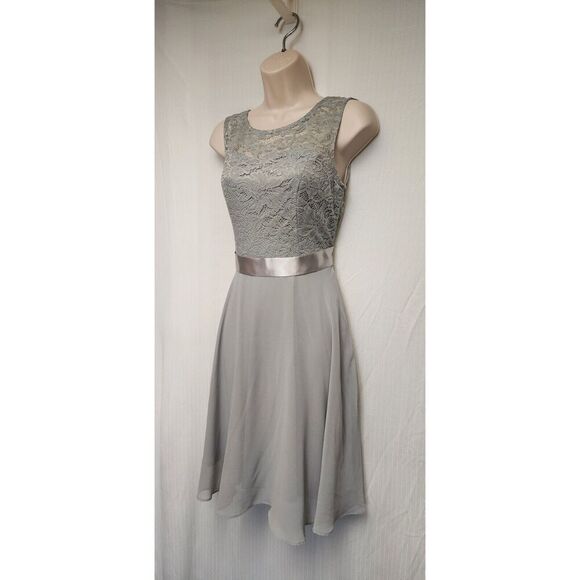 Bery Love Women's Floral Lace Fit & Flare Skater Mini Short Dress Color Gray SM - Picture 4 of 9